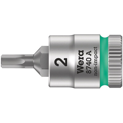 Wera 1/4 in Drive Bit Socket, Hex Bit, 2.5mm, 95 mm Overall Length