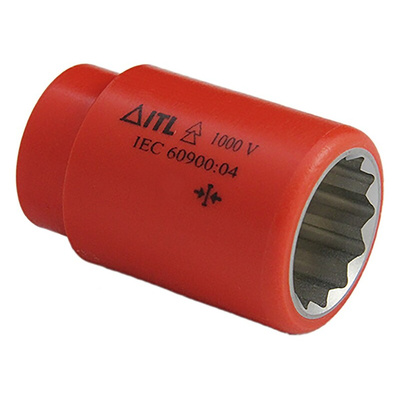 ITL Insulated Tools Ltd 1/2 in Drive 25mm Insulated Standard Socket, 12 point, VDE/1000V, 54 mm Overall Length