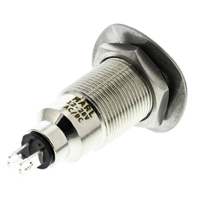 Marl Red Panel Mount Indicator, 12 → 28V, 12.7mm Mounting Hole Size, Solder Tab Termination, IP67