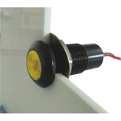 Marl Yellow Panel Mount Indicator, 12 → 28V, 12.7mm Mounting Hole Size, Solder Tab Termination, IP67