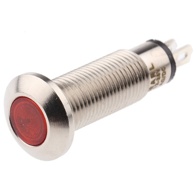 Marl Red Panel Mount Indicator, 12 → 28V, 8.1mm Mounting Hole Size, Solder Tab Termination, IP67