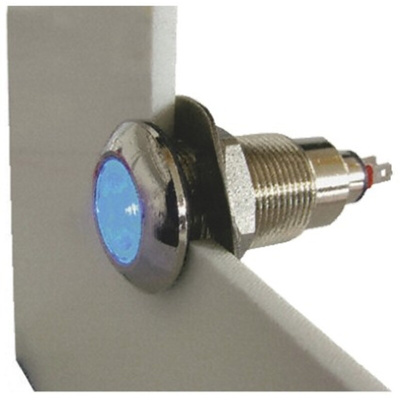 Marl Blue Panel Mount Indicator, 12 → 28V, 12.7mm Mounting Hole Size, Solder Tab Termination, IP67