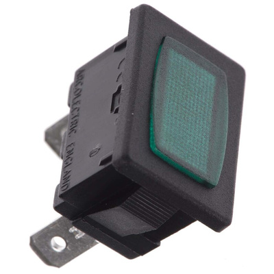 Arcolectric (Bulgin) Ltd Green Neon Panel Mount Indicator, 230V ac, 19.3 x 13mm Mounting Hole Size, Solder Tab