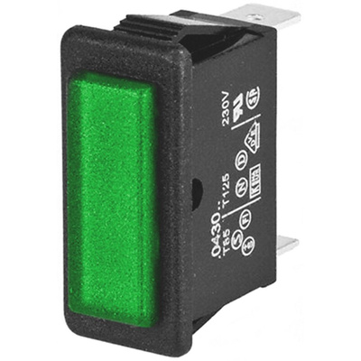 Arcolectric (Bulgin) Ltd Green Neon Panel Mount Indicator, 230V, 28.2 x 11.5mm Mounting Hole Size