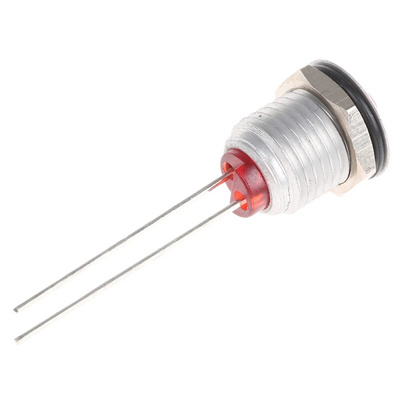 Bulgin Red Indicator, 2V dc, 8mm Mounting Hole Size, Lead Wires Termination
