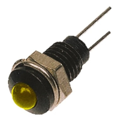 Bulgin Yellow Panel Mount Indicator, 2V, 6.1mm Mounting Hole Size, Lead Wires Termination