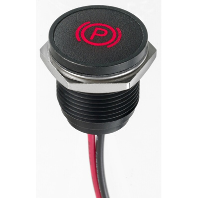 APEM Red Panel Mount Indicator, 12V dc, 16mm Mounting Hole Size, Lead Wires Termination, IP67