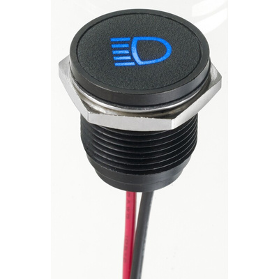APEM Blue Panel Mount Indicator, 12V dc, 16mm Mounting Hole Size, Lead Wires Termination, IP67
