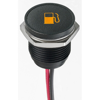 APEM Orange Panel Mount Indicator, 12V dc, 16mm Mounting Hole Size, Lead Wires Termination, IP67