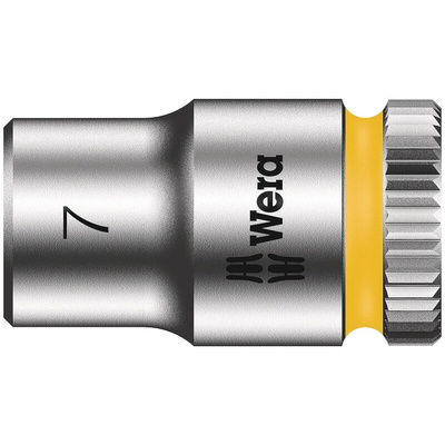 Wera 1/4 in Drive 7mm Standard Socket, 6 point, 23 mm Overall Length