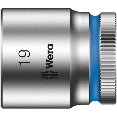 Wera 3/8 in Drive 19mm Standard Socket, 6 point, 30 mm Overall Length