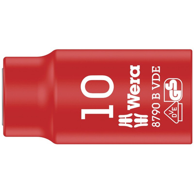 Wera 3/8 in Drive 10mm Insulated Standard Socket, 6 point, VDE/1000V, 46 mm Overall Length
