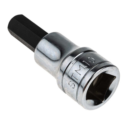 Facom 1/2 in Drive Bit Socket, Hex Bit, 10mm, 60 mm Overall Length