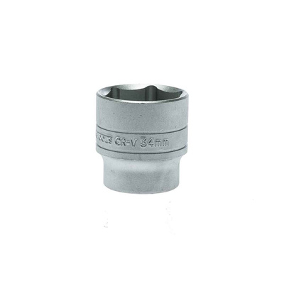 Teng Tools 1/2 in Drive 34mm Standard Socket, 6 point, 45.5 mm Overall Length