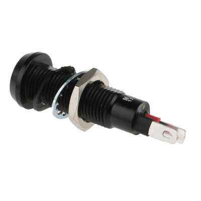 Marl Green Panel Mount Indicator, 12V dc, 8.1mm Mounting Hole Size, Solder Tab Termination