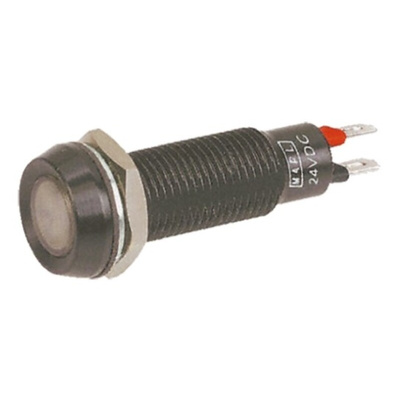 Marl White Panel Mount Indicator, 24V dc, 8.1mm Mounting Hole Size, Solder Tab Termination