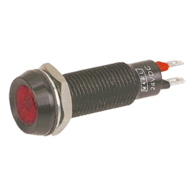 Marl Red Panel Mount Indicator, 24 → 28V dc, 8.1mm Mounting Hole Size, Solder Tab Termination