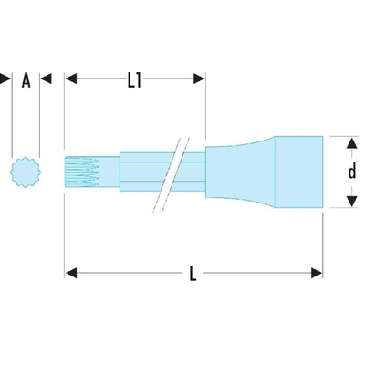 Facom 1/2 in Drive Bit Socket, XZN Spline Bit, M16, 60 mm Overall Length