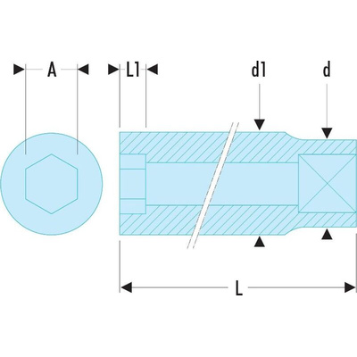 Facom 1/4 in Drive 5.5mm Deep Socket, 12 point, 50 mm Overall Length