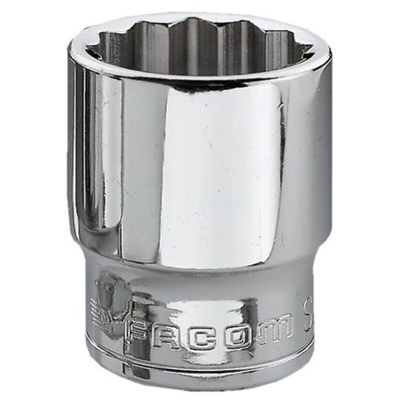 Facom 3/8 in Drive 12mm Standard Socket, 12 point, 27 mm Overall Length