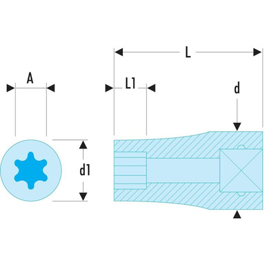 Facom 1/4 in Drive E10 Standard Socket, e-Torx, 22 mm Overall Length