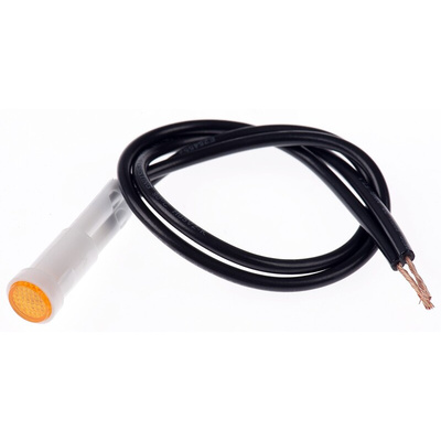 Arcolectric (Bulgin) Ltd Orange Neon Panel Mount Indicator, 230V ac, 8mm Mounting Hole Size, Lead Wires Termination