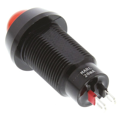 Marl Red Panel Mount Indicator, 1.9V dc, 12.7mm Mounting Hole Size, Solder Tab Termination