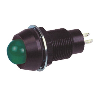 Marl Green Panel Mount Indicator, 5V dc, 12.7mm Mounting Hole Size, Solder Tab Termination, IP67