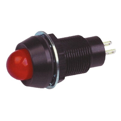 Marl Red Panel Mount Indicator, 12V dc, 12.7mm Mounting Hole Size, Solder Tab Termination, IP67
