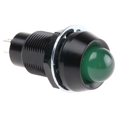Marl Green Panel Mount Indicator, 230V ac, 12.7mm Mounting Hole Size, Solder Tab Termination, IP67