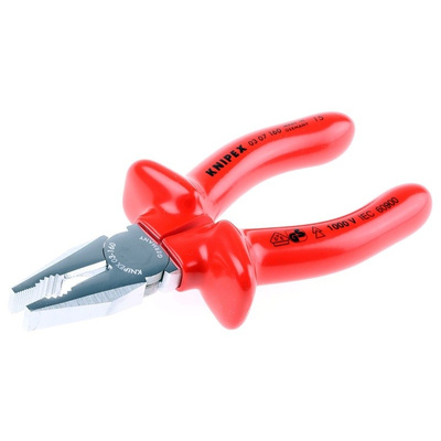 Knipex VDE Insulated Tool Steel Combination Pliers Combination Pliers, 160 mm Overall Length