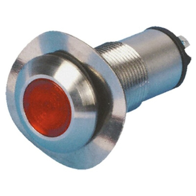 Marl Red Panel Mount Indicator, 12V dc, 13mm Mounting Hole Size, Solder Tab Termination, IP67