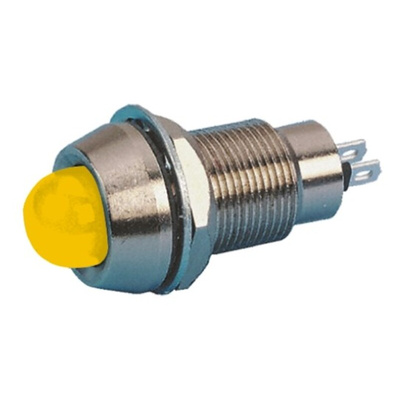 Marl Yellow Panel Mount Indicator, 24V dc, 12.7mm Mounting Hole Size, Solder Tab Termination, IP67