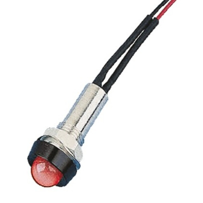 Oxley Red Panel Mount Indicator, 110V ac, 8mm Mounting Hole Size, Lead Wires Termination, IP68