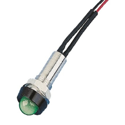 Oxley Green Panel Mount Indicator, 110V ac, 8mm Mounting Hole Size, Lead Wires Termination, IP68