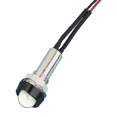 Oxley White Panel Mount Indicator, 110V ac, 8mm Mounting Hole Size, Lead Wires Termination, IP68