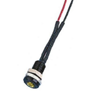Oxley Yellow Panel Mount Indicator, 1.9V dc, 6.4mm Mounting Hole Size, Lead Wires Termination, IP66