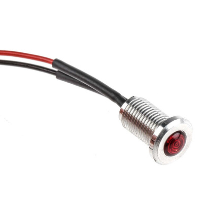 Oxley Red Panel Mount Indicator, 12V ac, 6.4mm Mounting Hole Size, Lead Wires Termination, IP66