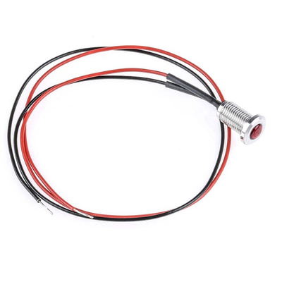 Oxley Red Panel Mount Indicator, 12V ac, 6.4mm Mounting Hole Size, Lead Wires Termination, IP66