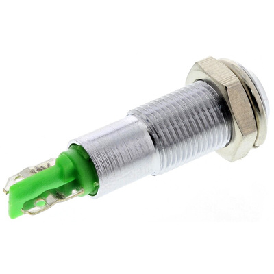 Signal Construct Green Panel Mount Indicator, 12 → 14V, 6mm Mounting Hole Size, Solder Tab Termination, IP67