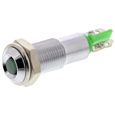 Signal Construct Green Panel Mount Indicator, 12 → 14V, 6mm Mounting Hole Size, Solder Tab Termination, IP67