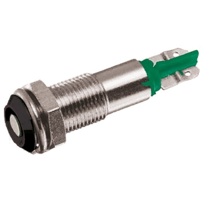 Signal Construct Green Indicator, 20 → 28V, 6mm Mounting Hole Size, Lead Wires Termination