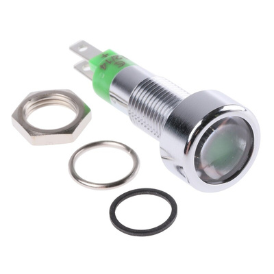 Signal Construct Green Panel Mount Indicator, 12 → 14V, 8mm Mounting Hole Size