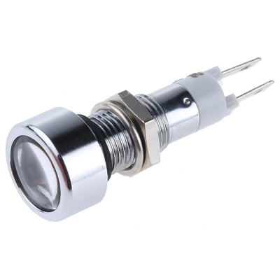 Signal Construct White Panel Mount Indicator, 24V, 8mm Mounting Hole Size, Solder Tab Termination, IP67