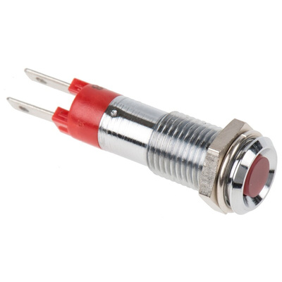 Signal Construct Red Panel Mount Indicator, 24V dc, 8mm Mounting Hole Size, Solder Tab Termination, IP67