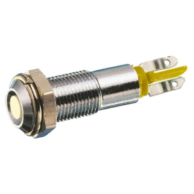 Signal Construct Yellow Panel Mount Indicator, 24V dc, 8mm Mounting Hole Size, Solder Tab Termination, IP67