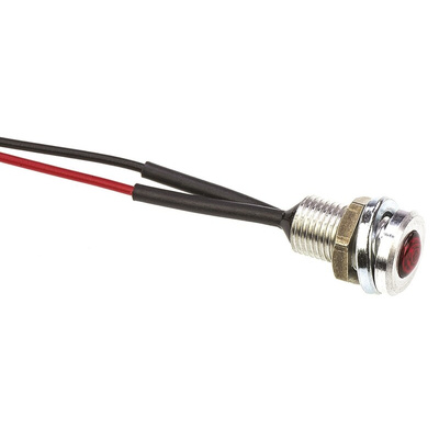 Oxley Red Panel Mount Indicator, 24V ac, 6.4mm Mounting Hole Size, Lead Wires Termination, IP66