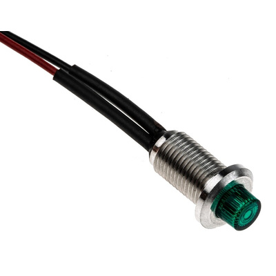 Oxley Green Panel Mount Indicator, 24V ac, 6.4mm Mounting Hole Size, Lead Wires Termination, IP66