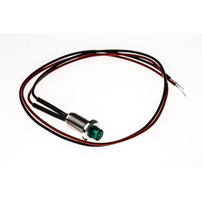 Oxley Green Panel Mount Indicator, 24V ac, 6.4mm Mounting Hole Size, Lead Wires Termination, IP66