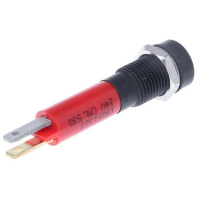 CML Innovative Technologies Red Panel Mount Indicator, 24V, 8mm Mounting Hole Size, Solder Tab Termination, IP67